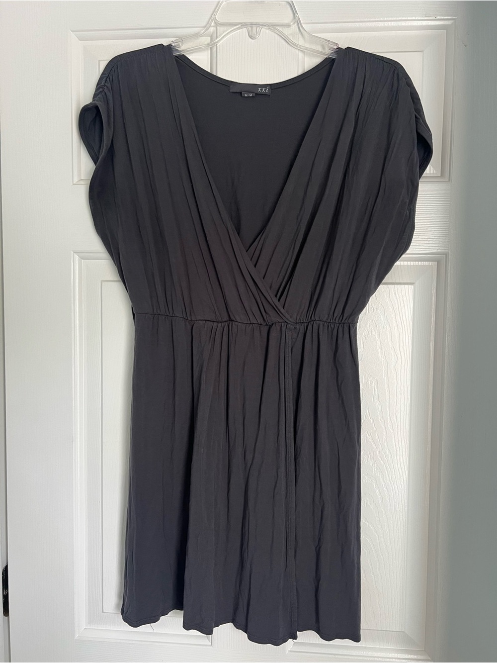Forever 21 Charcoal Gray Wrap Dress Short Sleeve Size M